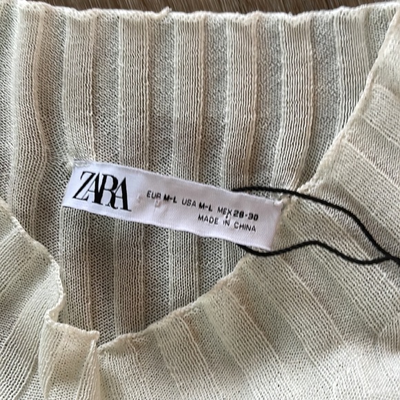 NWOT Zara Cream Ribbed Bodycon Maxi Dress - Picture 6 of 7